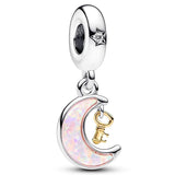 Sparkling Angel Wings Key & Moon Santa Space Love Rocket Pendant Bead