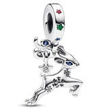 Sparkling Angel Wings Key & Moon Santa Space Love Rocket Pendant Bead