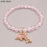 3PCS Baby Charm Mermaid/Shell Shaped Pendant Bracelets Pearls Beads Bangles
