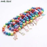 Animal Pendants Bracelets for Kids Chunky Beads Rainbow Jewelry