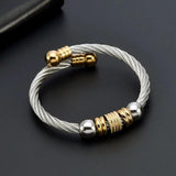 Stainless Steel Men Cuff Crystal Bangles Mesh Beads Sporty Bracelets
