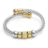 Stainless Steel Men Cuff Crystal Bangles Mesh Beads Sporty Bracelets