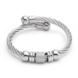 Stainless Steel Men Cuff Crystal Bangles Mesh Beads Sporty Bracelets