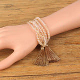 4mm Glass Crystal Beads 6 Layers Tassel Bracelet