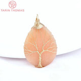 30.5x50MM 24K Brass Water Droplets Life Tree Pendant for DIY Jewelry Making