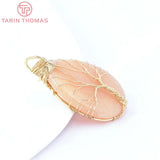 30.5x50MM 24K Brass Water Droplets Life Tree Pendant for DIY Jewelry Making