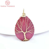 30.5x50MM 24K Brass Water Droplets Life Tree Pendant for DIY Jewelry Making
