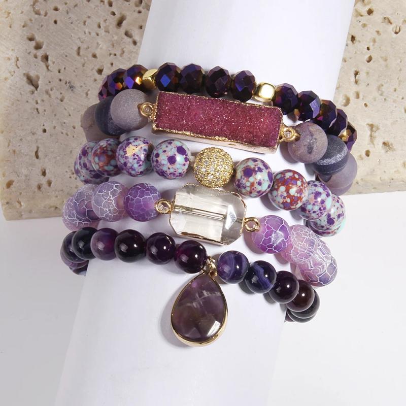 Boho Stone Beaded Bracelet Set 5pc