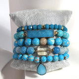 Boho Stone Beaded Bracelet Set 5pc