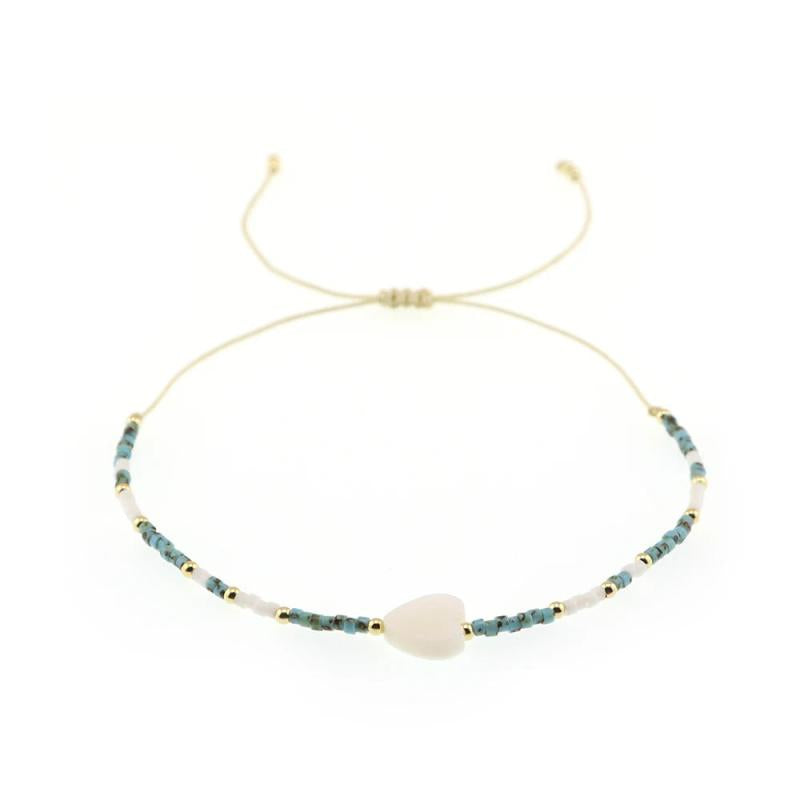 Dainty Vintage Beaded Bracelets Heart Shell Pendant
