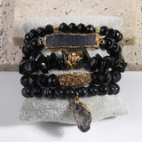 Druzy Charm 5pc Stack Bracelets Set - Women Gift
