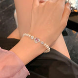 Pink Love Pearl Elastic Bracelet Women's Jewelry