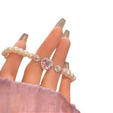 Pink Love Pearl Elastic Bracelet Women's Jewelry