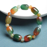 Natural Stone Coffee Lace Agates Bracelet Cylinder Shape Jades Beads Bracelets