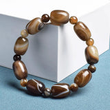 Natural Stone Coffee Lace Agates Bracelet Cylinder Shape Jades Beads Bracelets