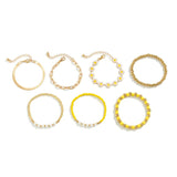 7Pcs Kpop Sunflower Flat Snake Chain Bracelets CCB Beads Couple