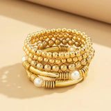 5 Pcs Layered CCB Beads Bracelets Set for Women Charms