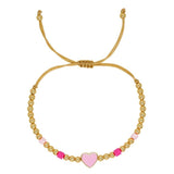 Summer Surfer Bracelet Plated Beaded Heart Charm Friendship Bracelet