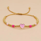 Summer Surfer Bracelet Plated Beaded Heart Charm Friendship Bracelet