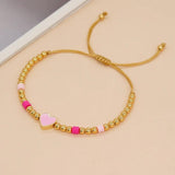 Summer Surfer Bracelet Plated Beaded Heart Charm Friendship Bracelet