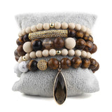 Bohemian Stone Beaded 5pc Bracelets Set For Women