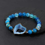 Stone Stripe Agates Bracelet Colorful Druzy Quartz Beads Charm Bracelet