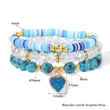 Polymer Clay Granite Stone Bead Bracelet 3Pcs