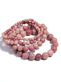 Rhodochrosite Ore Bead Bracelet for Women Yoga Meditation