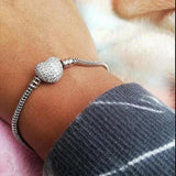 Silver Heart Leaves Clasp Snake Chain Bracelet for Women