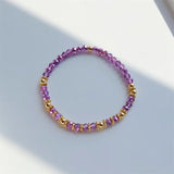 Purple Crystal Heart Charm Bracelet Set for Girl Friends