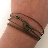 Giraffe Bracelet Friendship Charm Brown Waxed Cotton