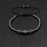 Men Charm Bracelet Classic Micro CZ Weave Beads Lace-up braided Ball Bracelets