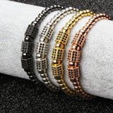 Men Charm Bracelet Classic Micro CZ Weave Beads Lace-up braided Ball Bracelets