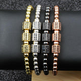 Men Charm Bracelet Classic Micro CZ Weave Beads Lace-up braided Ball Bracelets