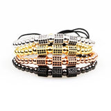 Men Charm Bracelet Classic Micro CZ Weave Beads Lace-up braided Ball Bracelets
