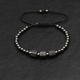 Men Charm Bracelet Classic Micro CZ Weave Beads Lace-up braided Ball Bracelets
