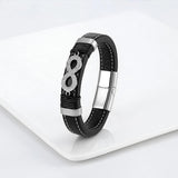 Stylish Unisex Stainless Steel Leather Bracelet