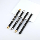 Stylish Unisex Stainless Steel Leather Bracelet