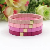 Bohemian Enamel Bracelet Rainbow Stacked Jewelry