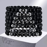 Personalized Initials Beads Bracelets, Alphabet Bangle, Custom Name Bracelet