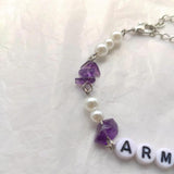 Purple Stone Bangle with Custom Name for Fans