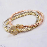 Stainless Steel Beads Bracelet Men CZ Screw Charm Bangles