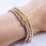 Stainless Steel Beads Bracelet Men CZ Screw Charm Bangles