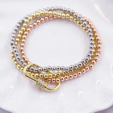 Stainless Steel Beads Bracelet Men CZ Screw Charm Bangles