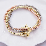 Stainless Steel Beads Bracelet Men CZ Screw Charm Bangles