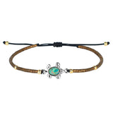 QUAN CHI Brown Charm Turtle Bracelet for Women Seed Beads Friendship Bangle