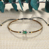 QUAN CHI Brown Charm Turtle Bracelet for Women Seed Beads Friendship Bangle