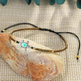 QUAN CHI Brown Charm Turtle Bracelet for Women Seed Beads Friendship Bangle