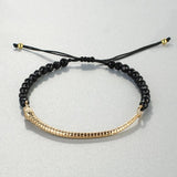 QUAN CHI Golden Plated Bar Bracelet - Elegant Crystal Beaded Charm Jewelry