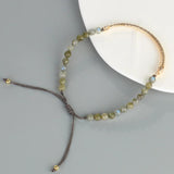 QUAN CHI Golden Plated Bar Bracelet - Elegant Crystal Beaded Charm Jewelry